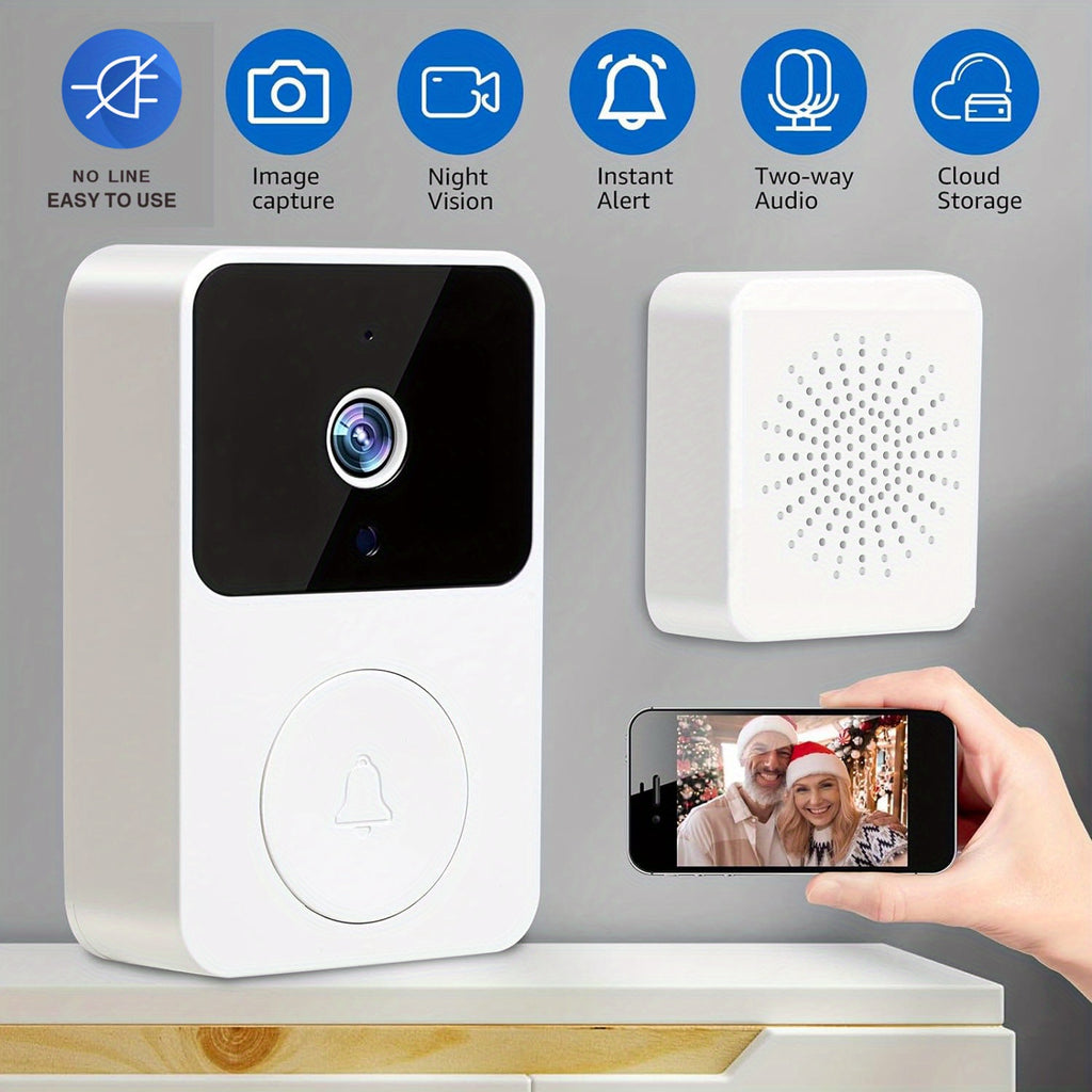 [Wireless HD Video Doorbell Camera] Tuya Doorbell Camera Wireless HD Video Doorbell, Night Vision & Voice Change Smart Home Security System Monitor, Doorbell Camera Wifi Intelligent Visual Doorbell Home Intercom WiFi Recharge