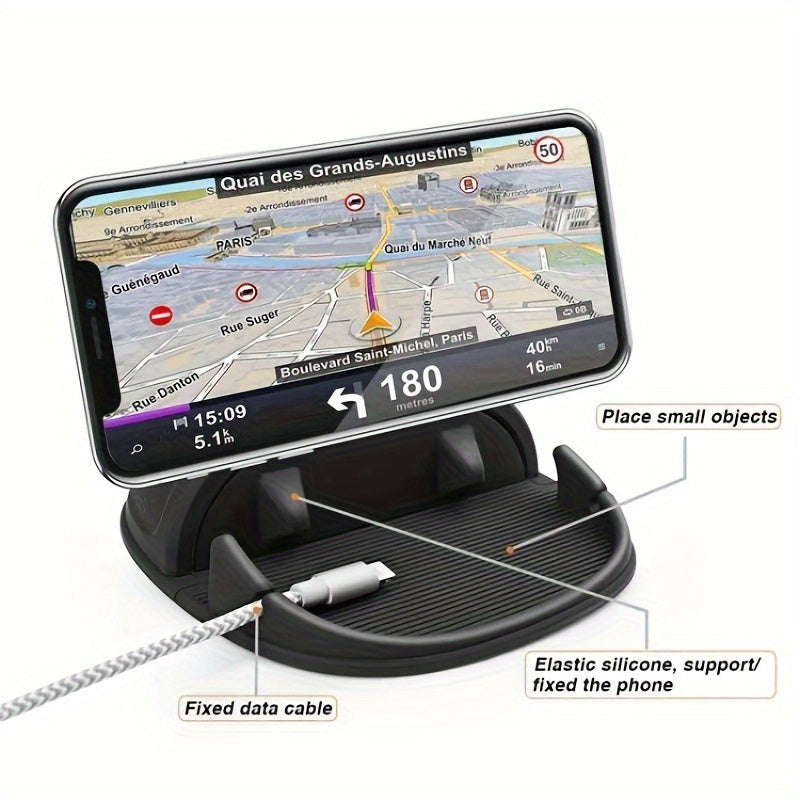 Silicone Car Phone Holder Mount - Waterproof, Heat Resistant, Cold Resistant - Non-Slip Dashboard Cradle for Navigation and Mobile Support