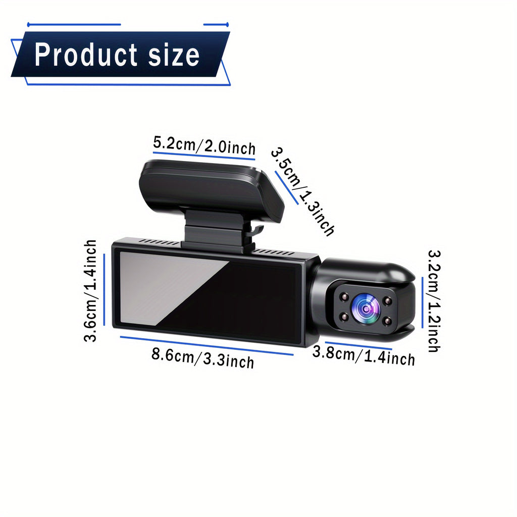 BCUOZ 1080P Car Accessories Dual Cameras Dashcam, Front 1080P And Inside 480P, Car Camera with IR Night Vision, Loop Recording, Wide Angle Car DVR Camera with 3.16 Inch IPS Screen, Dual Lens Car Dashboard Video Cam, 32GB SD C