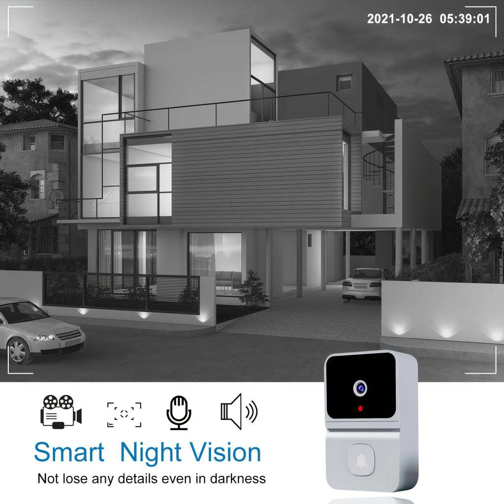1pc (Build-in Battery) Smart WIFI Doorbell, Security Wireless Intelligent Visual Video Intercom Doorbell, 2-Way Audio, Night Vision, USB Rechargeable Low Power Consumption, Support 2.4G Wifi