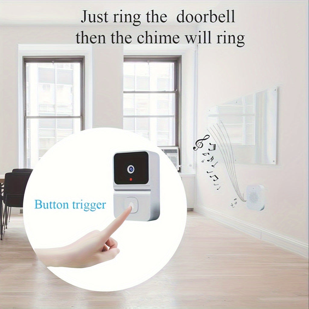 1pc (Build-in Battery) Smart WIFI Doorbell, Security Wireless Intelligent Visual Video Intercom Doorbell, 2-Way Audio, Night Vision, USB Rechargeable Low Power Consumption, Support 2.4G Wifi
