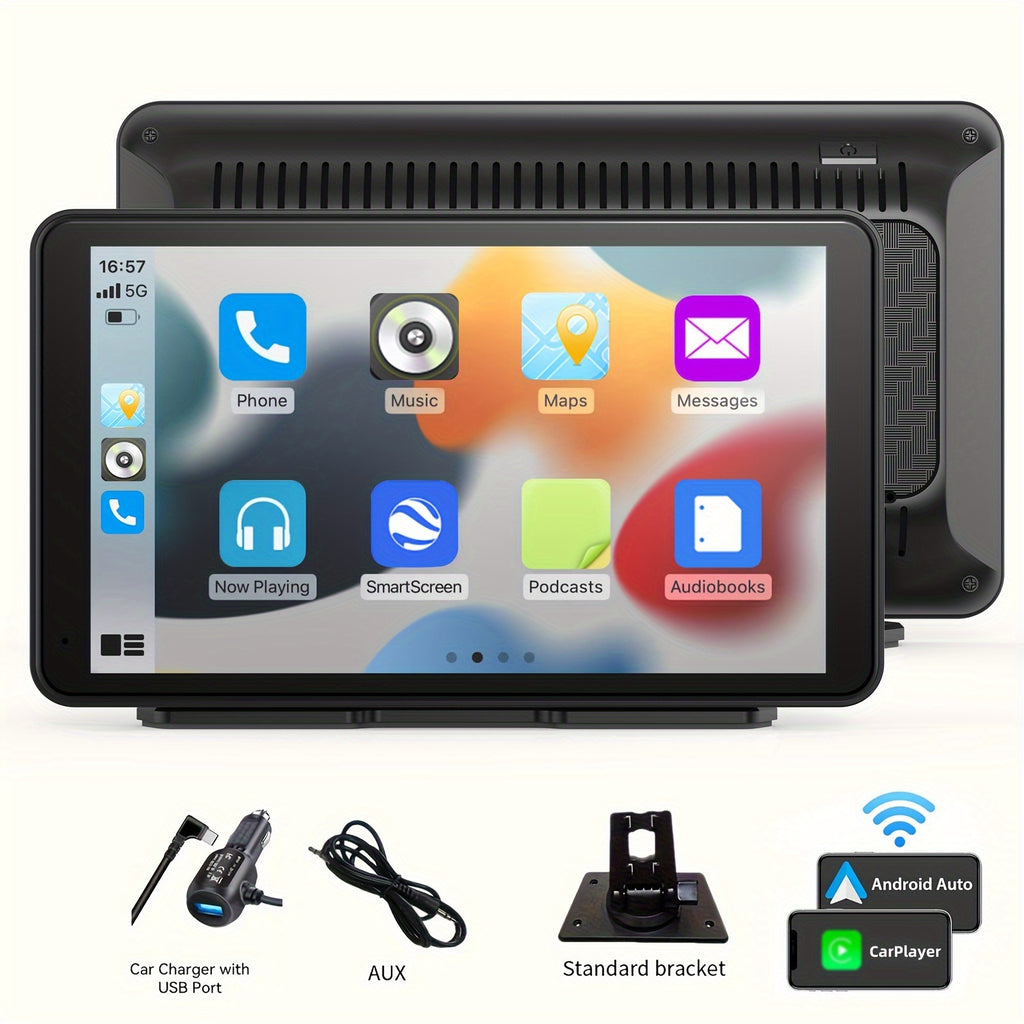 Universal Portable Carplay For Car Screen, Wireless Carplay Screen Wireless Car Stereo With Carplay Android Auto, Car Touchscreen With Mirror Link/ Backup Camera/ Siri/ Wireless/ Navigation/ AUX For All Vehicles