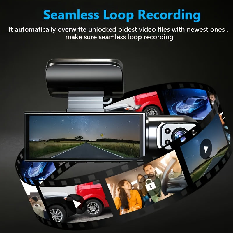 BCUOZ 1080P Car Accessories Dual Cameras Dashcam, Front 1080P And Inside 480P, Car Camera with IR Night Vision, Loop Recording, Wide Angle Car DVR Camera with 3.16 Inch IPS Screen, Dual Lens Car Dashboard Video Cam, 32GB SD C