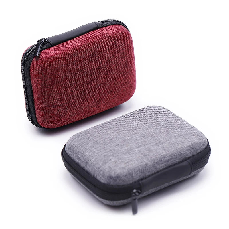 Small Waterproof EVA Hard Earphone Case for Keychain Coins Charger Cables Storage Mesh Custom Earbuds Pouch for Travel Carrying