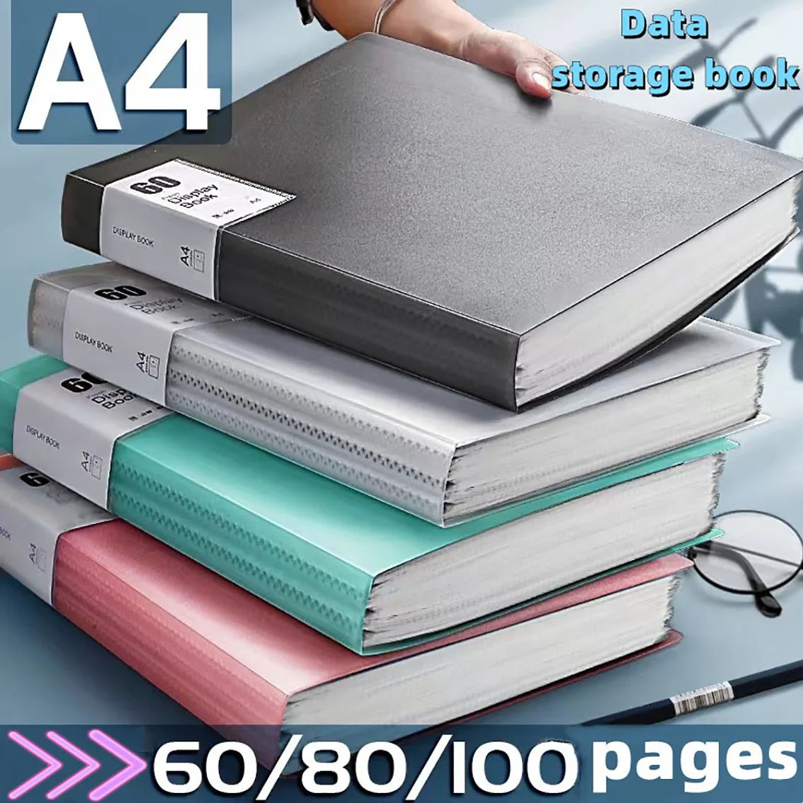 60Page A4 Storage Folder - Durable & Fashionable with Clear View Panels - Morandi Color Collection - Organized Space-Saving