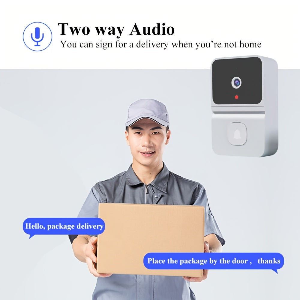 1pc (Build-in Battery) Smart WIFI Doorbell, Security Wireless Intelligent Visual Video Intercom Doorbell, 2-Way Audio, Night Vision, USB Rechargeable Low Power Consumption, Support 2.4G Wifi