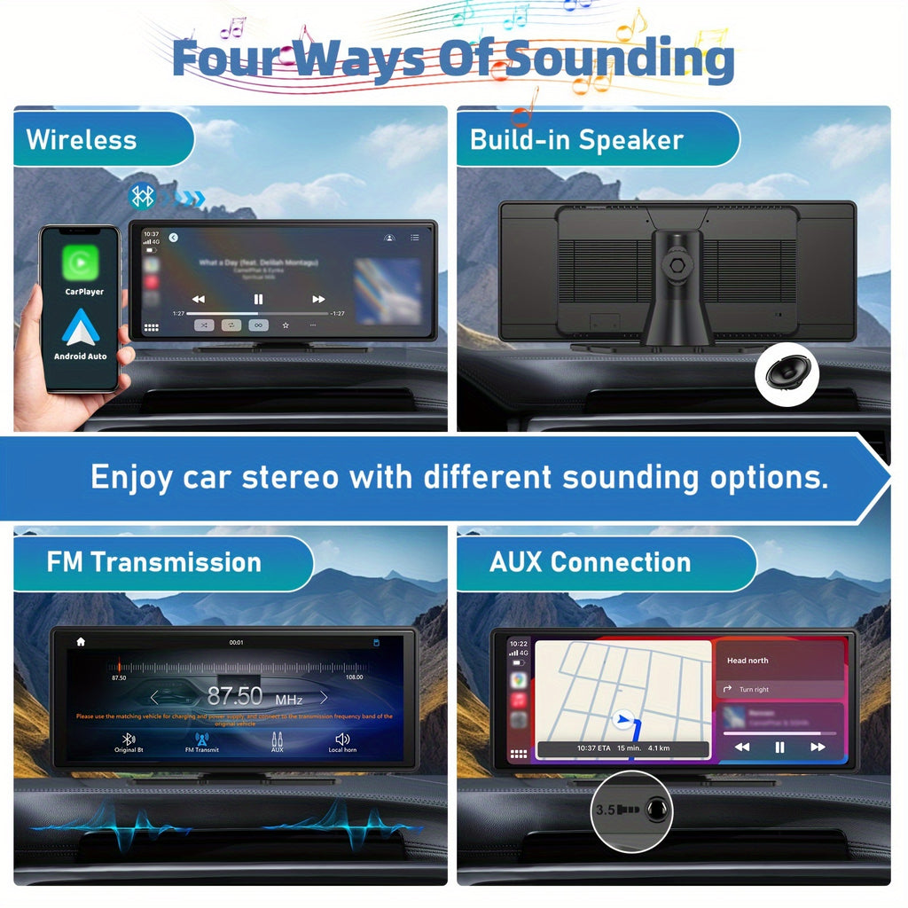Universal Portable Carplay For Car Screen, Wireless Carplay Screen Wireless Car Stereo With Carplay Android Auto, Car Touchscreen With Mirror Link/ Backup Camera/ Siri/ Wireless/ Navigation/ AUX For All Vehicles